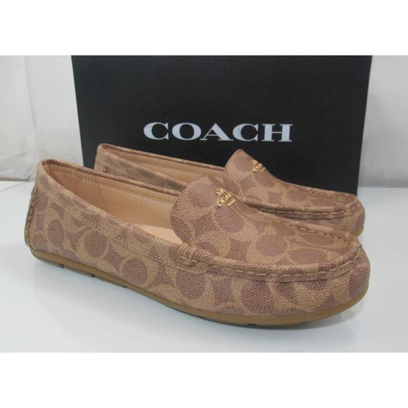Coach Marley Coated Canvas Driver Signature C Slip On Moccasin Shoe Tan Size 7.5 - Picture 4 of 10